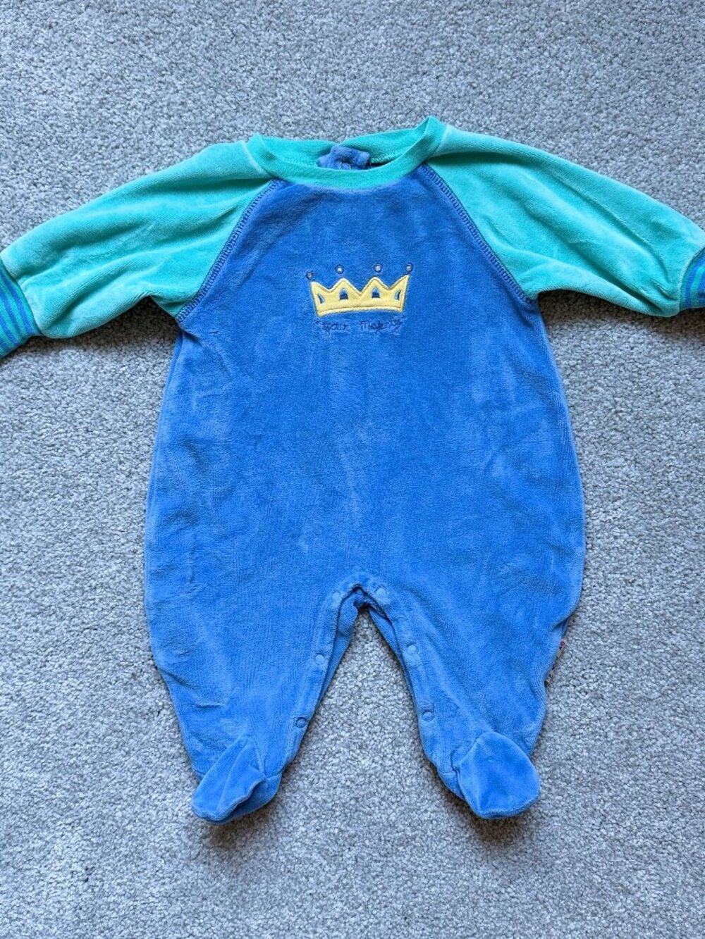 Vintage Blue "Your Majesty" Gymboree One Piece Size Layette 3months
